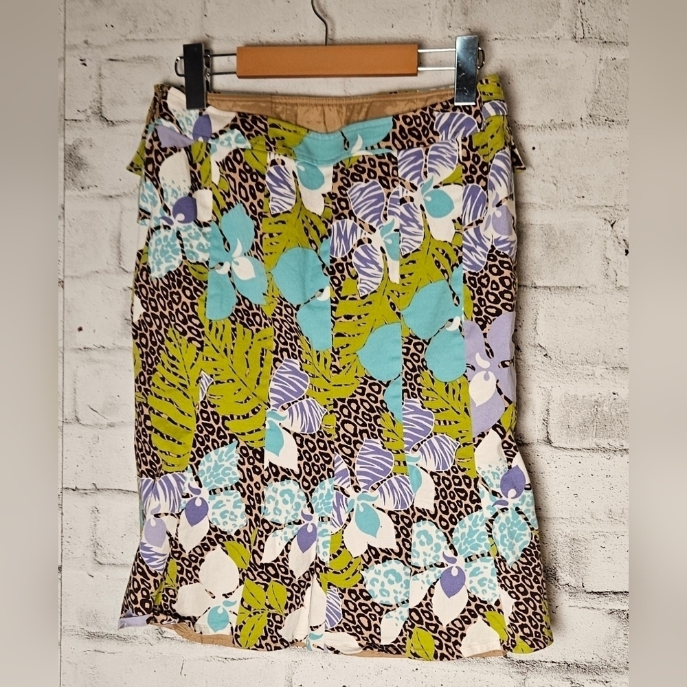 Carlisle Tropical Floral Animal Print Pencil Skirt Size 4 Y2K
